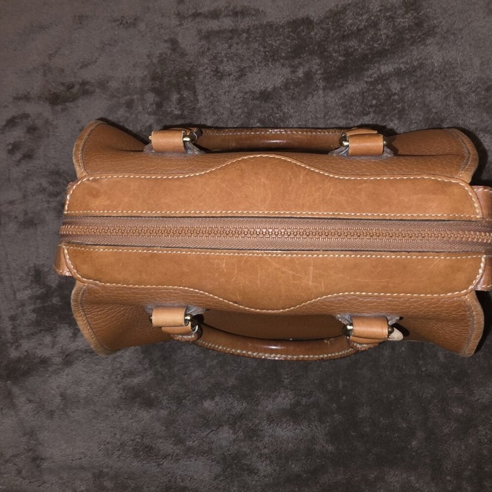 Vintage Dooney & Bourke Gladstone Satchel British Tan All Weather Leather AUTH - Picture 10 of 16